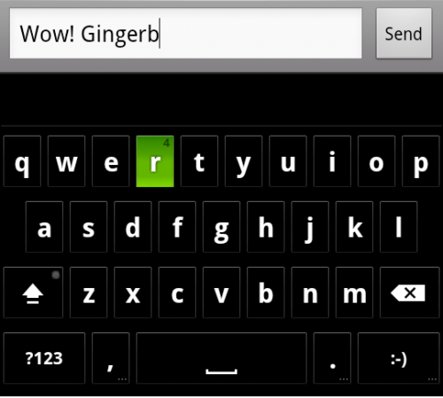 Czarna klawiatura na Androidzie Gingerbread