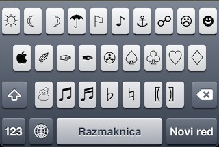 Symbole Unicode na klawiaturze iOS-a
